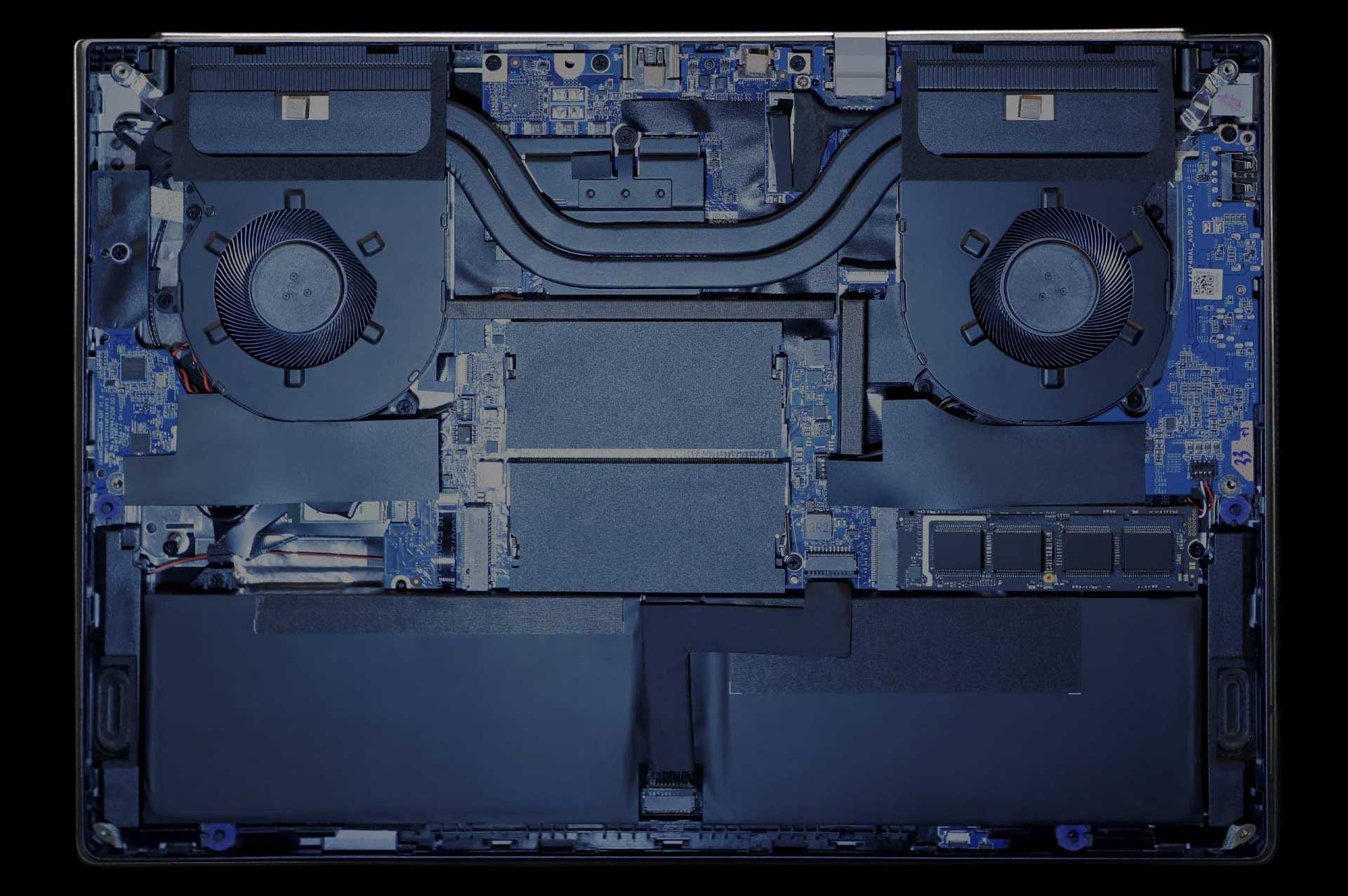 Inside a Venom BlackBook S-Pro 14 — twin fans, dual heatpipes, replaceable SSD, memory and battery